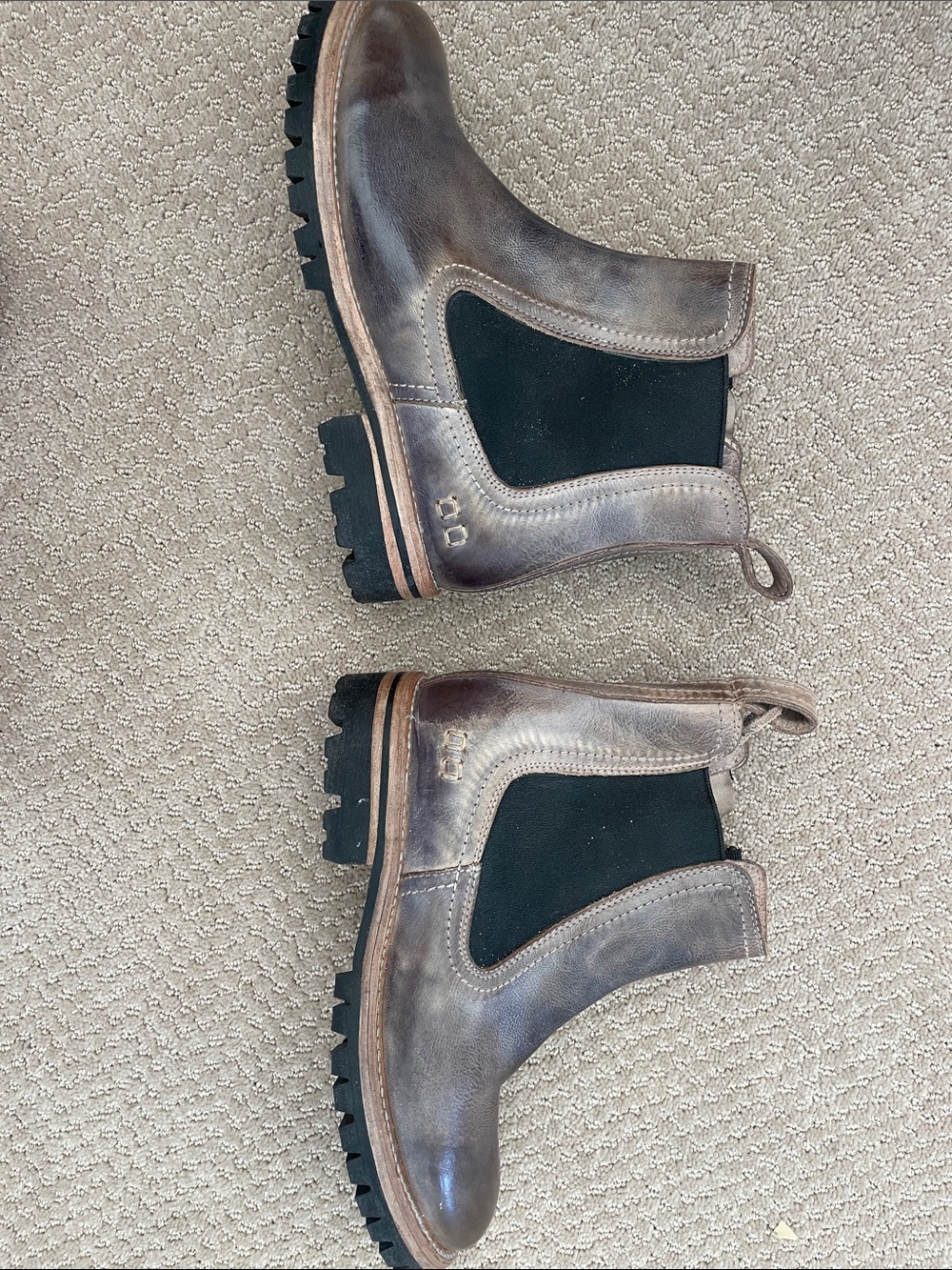 BED|STU womens Distressed Brown/grey Leather boots with side zipper